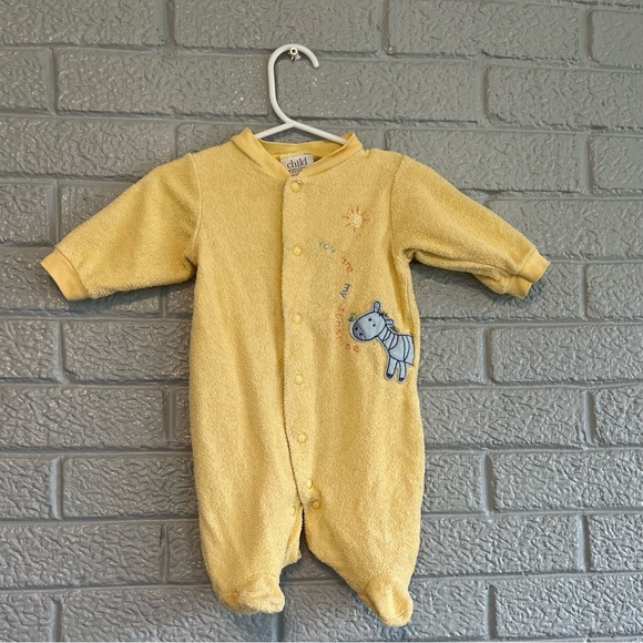 Vintage yellow Newborn Carters Terrycloth sleeper you are my sunshine embroider - Picture 1 of 4